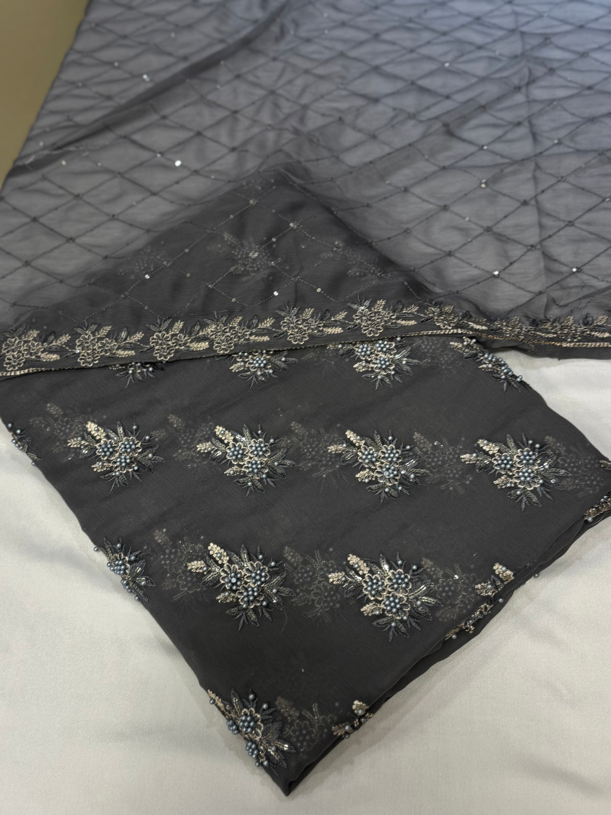 Pearls Work | Chiffon Buti