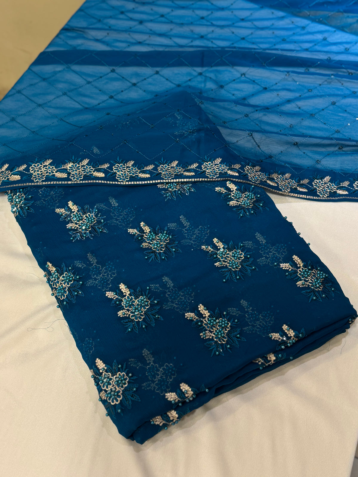 Pearls Work | Chiffon Buti