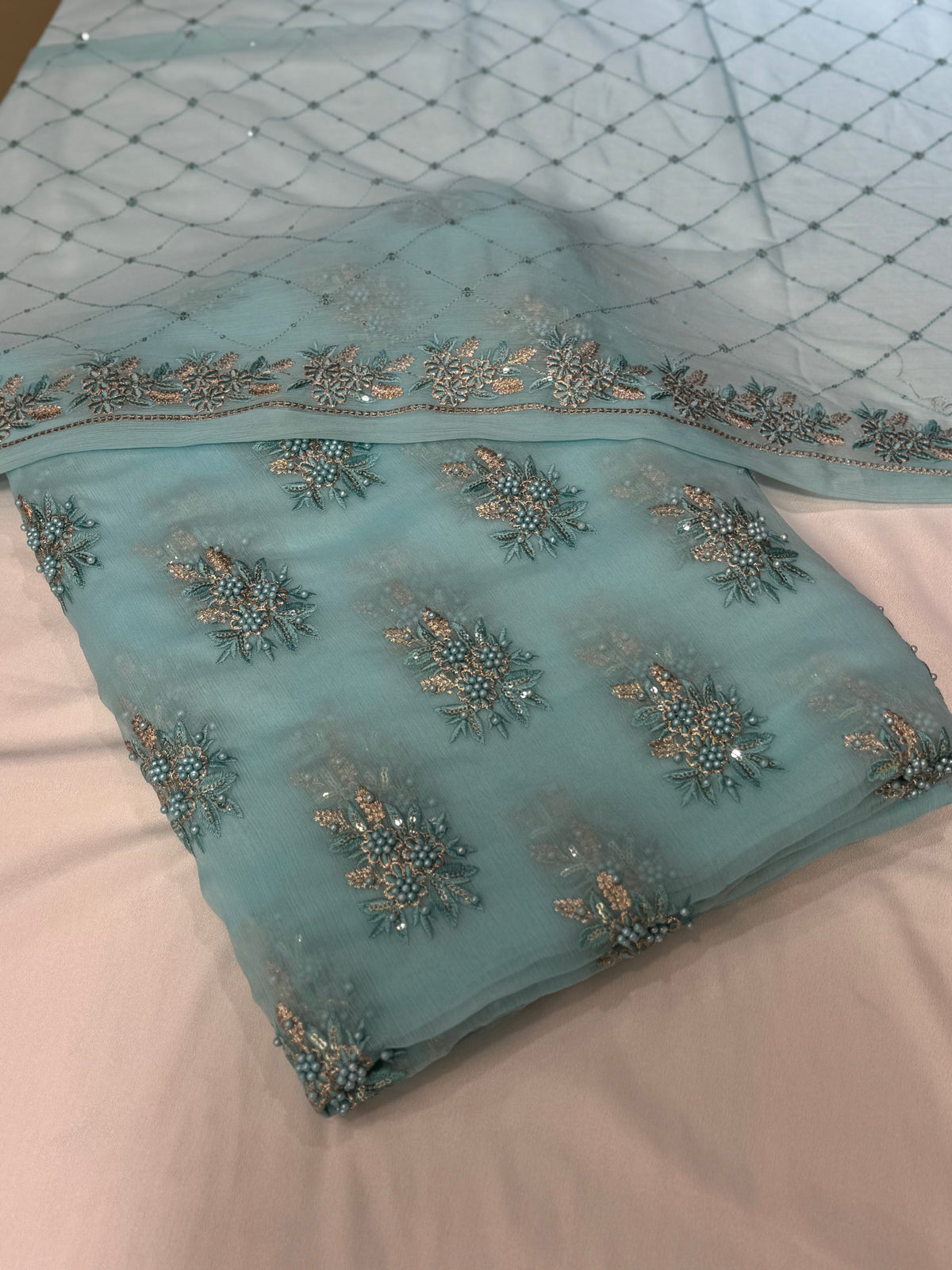 Pearls Work | Chiffon Buti