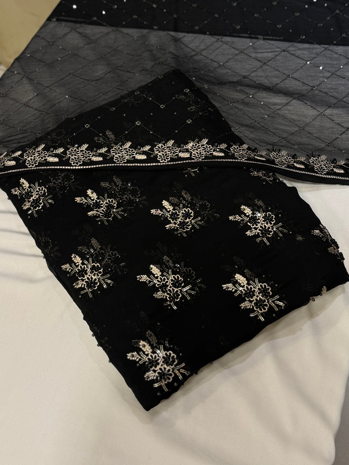 Pearls Work | Chiffon Buti